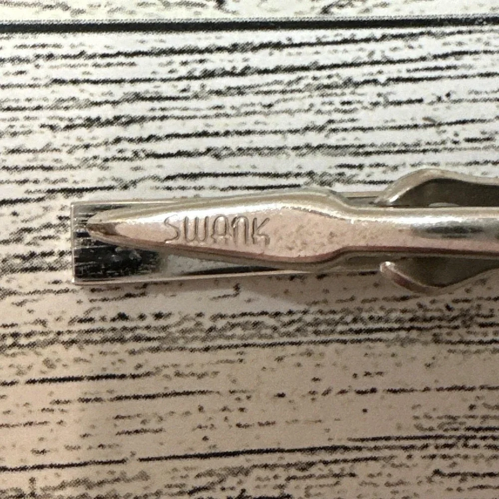 Swank Silvertone Tie Clip Bar Stamped‎ Vintage
